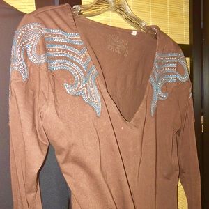 Embroidered crystal embellished western top